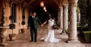 A couple at their wedding in Villa Siena in Gilbert Arizona.