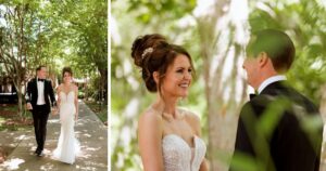 A couple does a first look before their wedding in Sedona, Arizona.