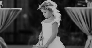 A flower girl at a Sedona wedding at Amara Resort.