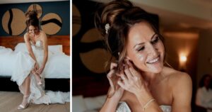 A bride gets ready for her wedding in Sedona, Arizona.