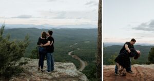 A couple pose at an overview at Mogollon Rim in Arizona