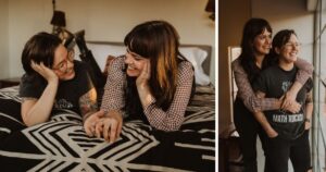 A couple poses at their home in Phoenix, Arizona.