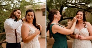 A bride gets ready for her Tucson wedding at Wildhorse Ranch. 