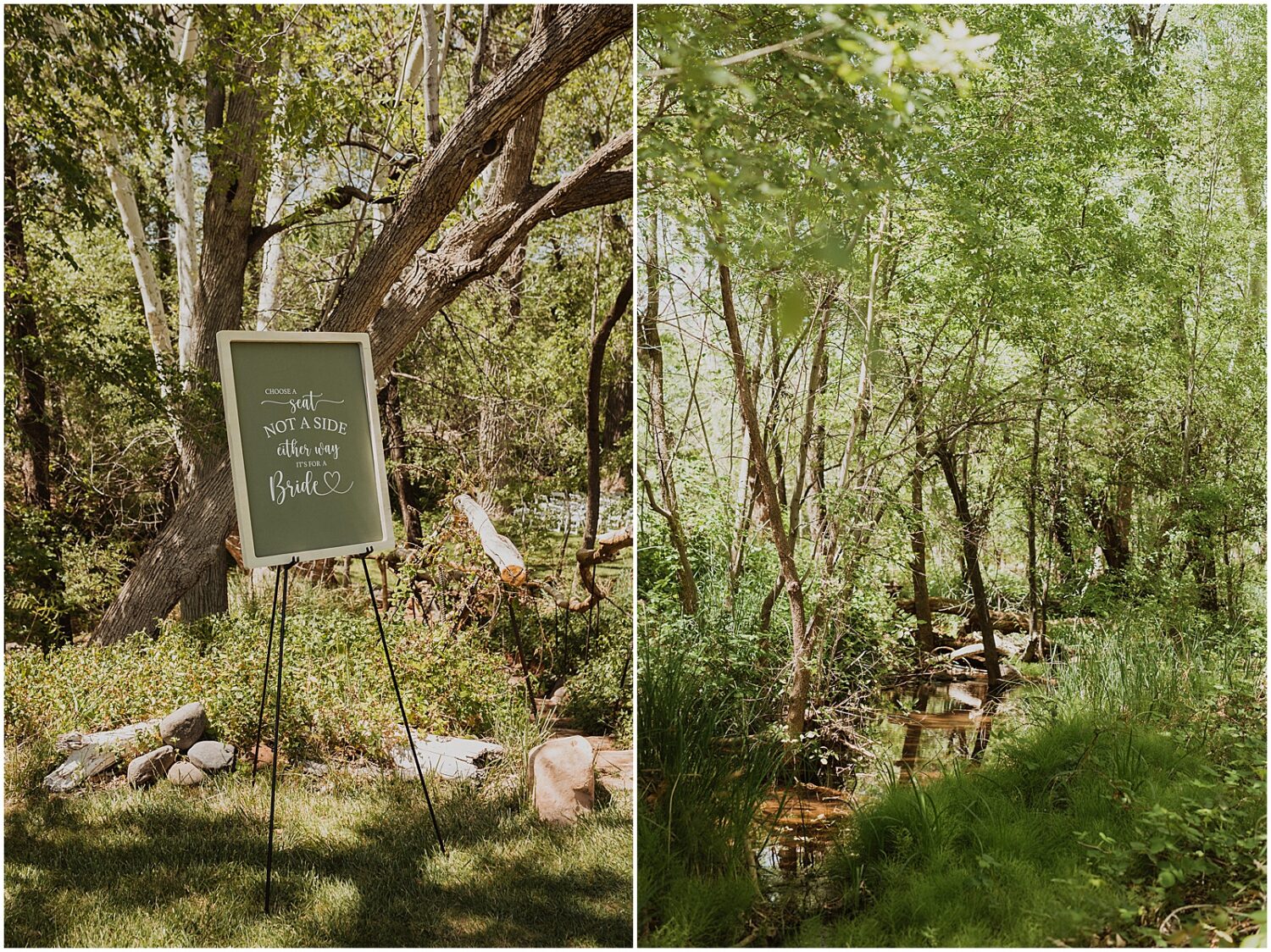 A sign welcomes guests to a Sedona wedding ceremony.