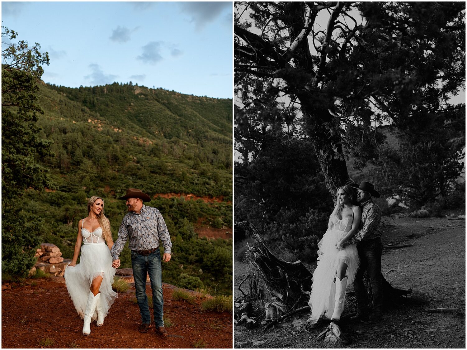 A man and woman run towards an Arizona engagement photographer.