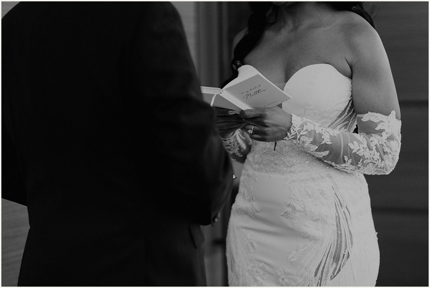 A bride and groom exchange private vows.