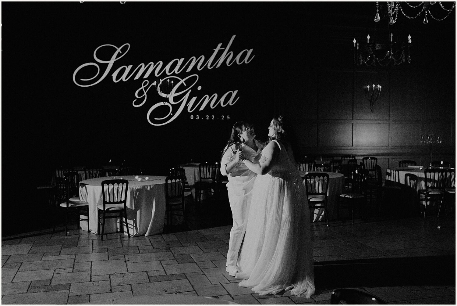 Two brides share a private last dance.