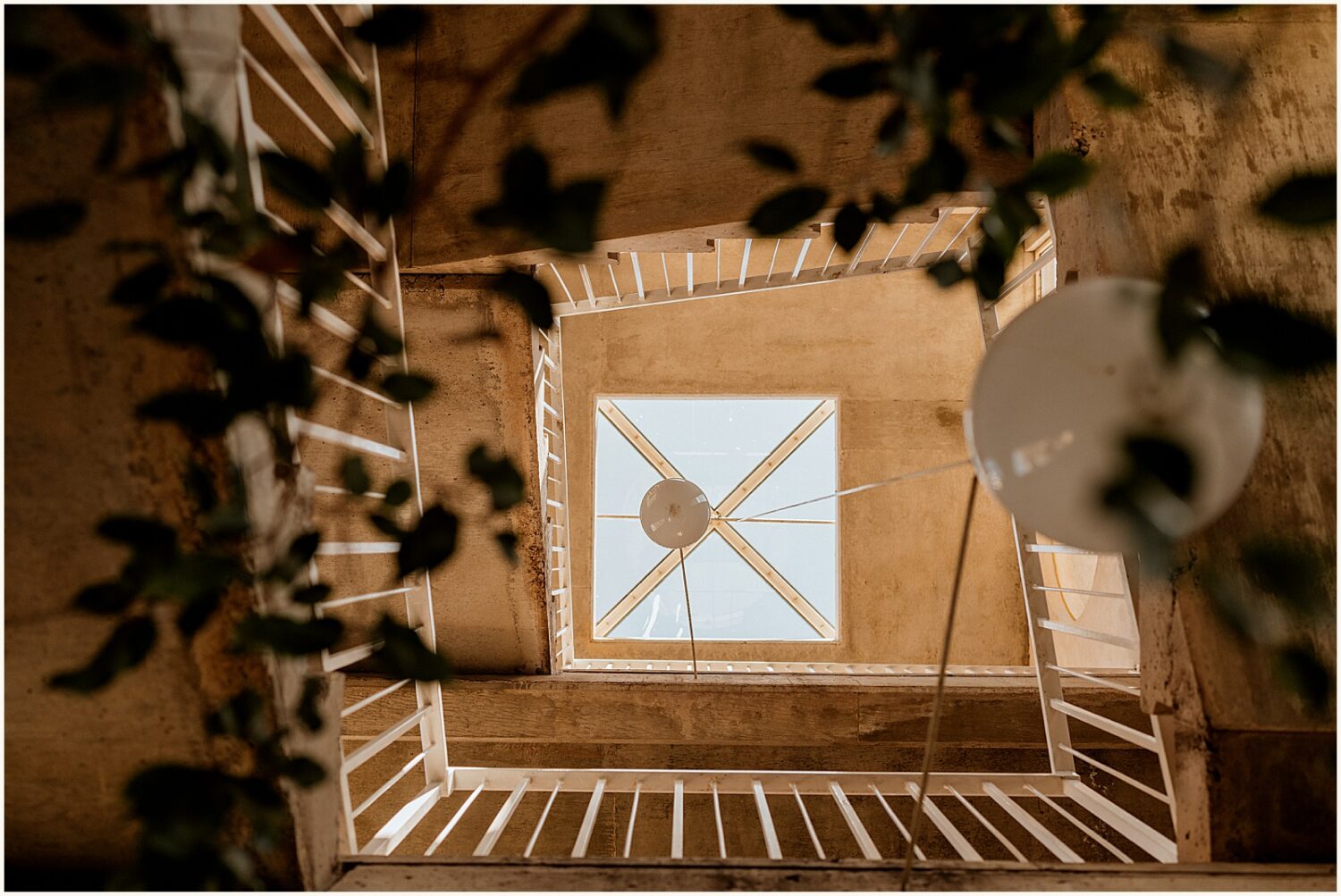 Sun shines through a skylight.