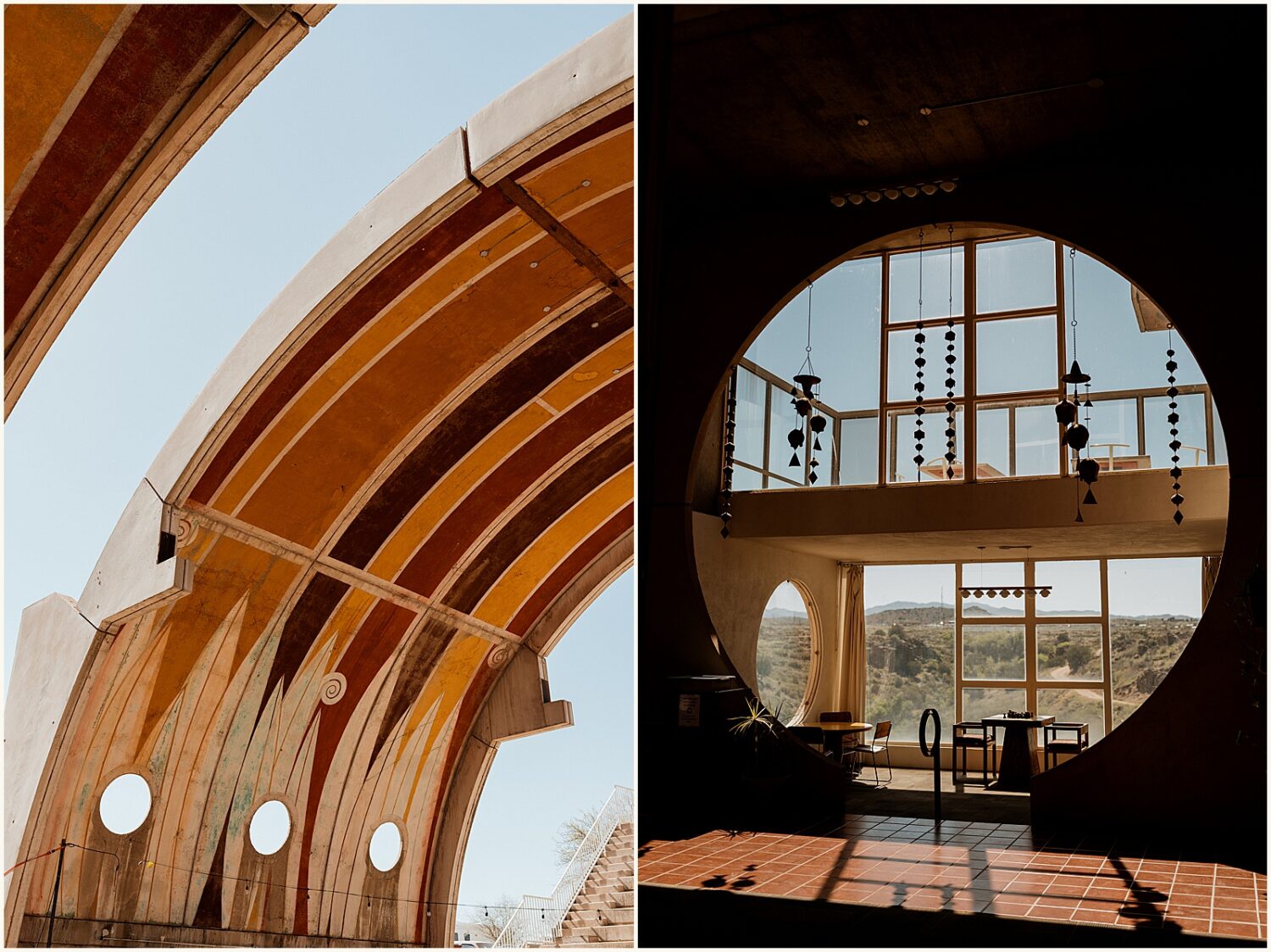 A tall window lets light into an Arizona wedding venue.