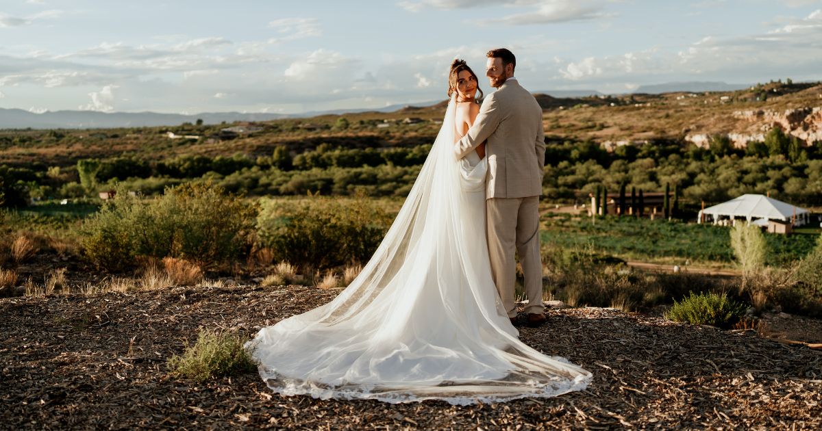 Bride and groom at their wedding at Alcantara Vineyard & Winery in Cottonwood, Arizona