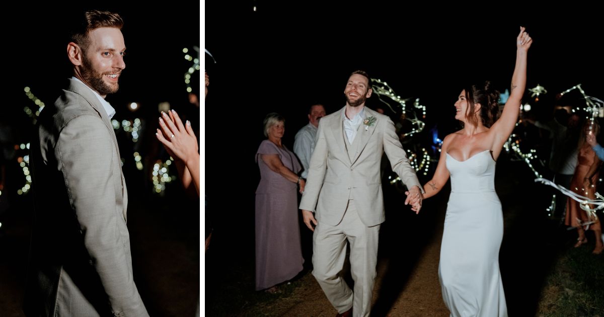 Bride and groom at their reception at Alcantara Vineyard & Winery in Cottonwood, Arizona